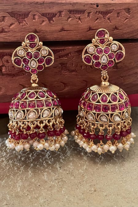 Saga Jewels Jadau Polki Embellished Jhumkas 