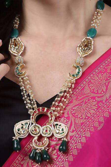 Dugran By Dugristyle Red Laal Haar Necklace Online at Aza Fashions Dugran By Dugristyle_Red Laal Haar Necklace _Online_at_Aza_Fashions