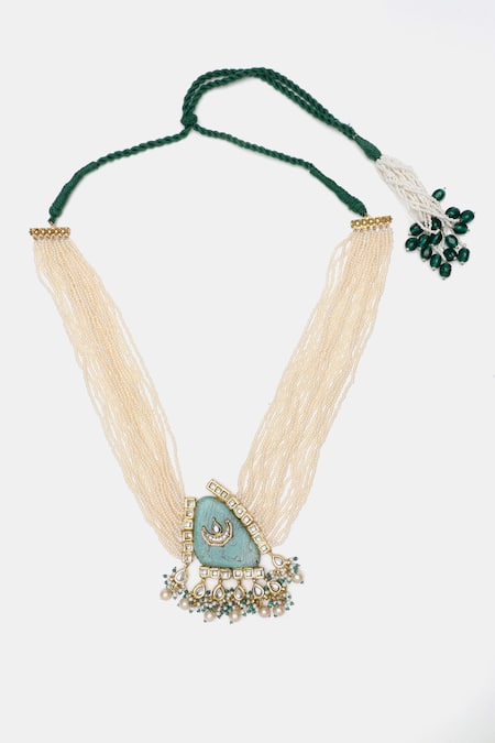 Buy_Dugran By Dugristyle_Green Chaand Haar Necklace _Online_at_Aza_Fashions