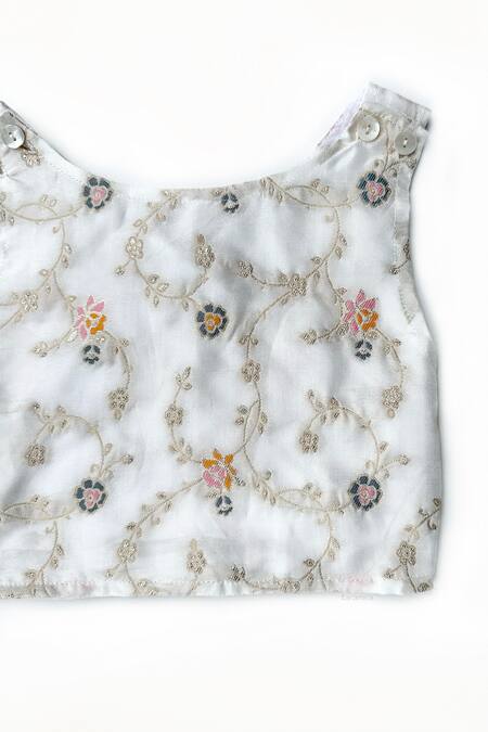 Buy_Taramira_Ivory Brocade Woven Flora Vine Blouse Lehenga Set_Online_at_Aza_Fashions