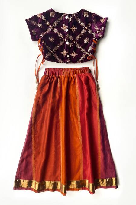 Shop Taramira Red Velvet Embroidery Flora Sequin Jaal Embellished Blouse Lehenga Set at Aza Fashions Shop_Taramira_Red Velvet Embroidery Flora Sequin Jaal Embellished Blouse Lehenga Set_at_Aza_Fashions