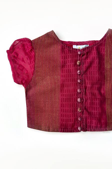 Buy_Taramira_Pink Cotton Silk Octagon Bloom Pattern Lehenga With Blouse_Online_at_Aza_Fashions