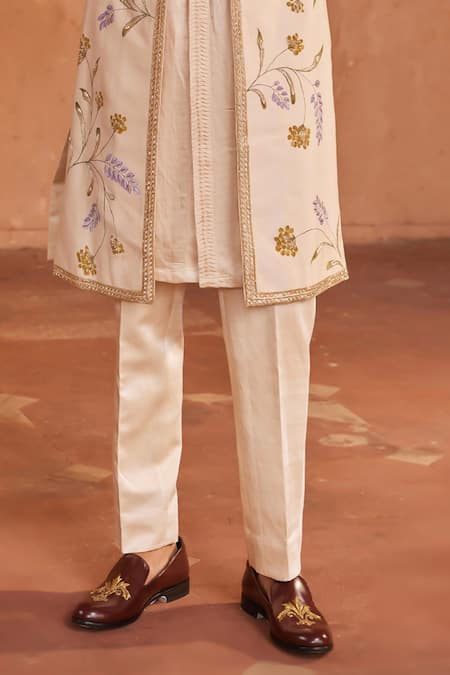 Buy Contrast By Parth Ivory Silk Cut Work, Zari, Diamonds, Embroidery Jahaan Embellished Sherwani Set Online at Aza Fashions Buy_Contrast By Parth_Ivory Silk Cut Work, Zari, Diamonds, Embroidery Jahaan Embellished Sherwani Set _Online_at_Aza_Fashions