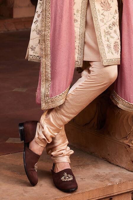Buy Contrast By Parth Beige Silk, Jacquard Zari Gulzaar Embellished Sherwani Set Online at Aza Fashions Buy_Contrast By Parth_Beige Silk, Jacquard Zari Gulzaar Embellished Sherwani Set _Online_at_Aza_Fashions