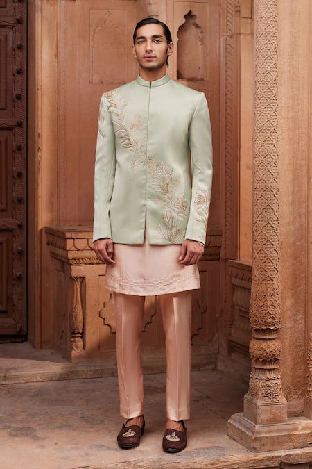 Contrast By Parth Ruhaab Floral Embroidered Jacket & Kurta Set 