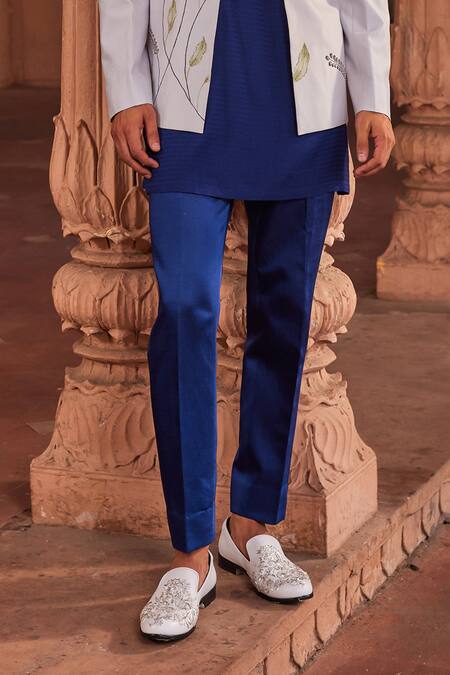 Contrast By Parth Blue Silk Embroidery, Cut Work, Diamonds Bagh Hand Painted Jacket And Kurta Set Online at Aza Fashions Contrast By Parth_Blue Silk Embroidery, Cut Work, Diamonds Bagh Hand Painted Jacket And Kurta Set _Online_at_Aza_Fashions