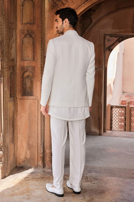 Contrast By Parth Geometric Embroidered Jacket & Kurta Set 