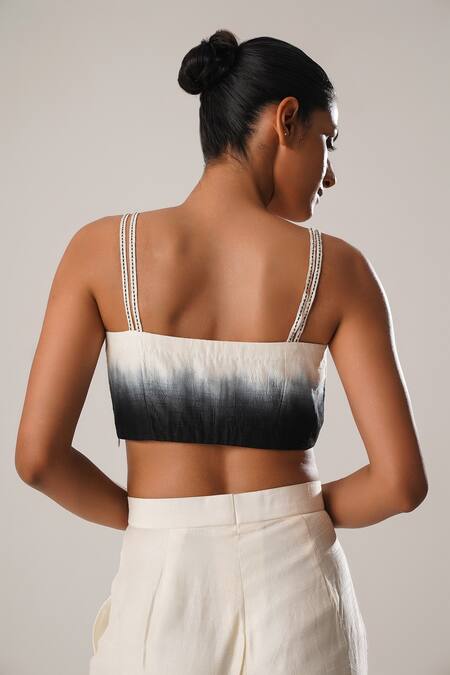 Shop_Atbw_White Silk Organza Open , Square Dori Detailed Jacket And Pant Set 