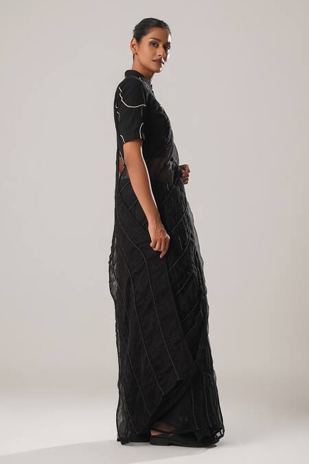 Buy_Atbw_Black Silk Organza Embroidery Dori Work Detailed Saree _Online_at_Aza_Fashions