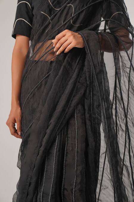 Shop_Atbw_Black Silk Organza Embroidery Dori Work Detailed Saree _Online_at_Aza_Fashions