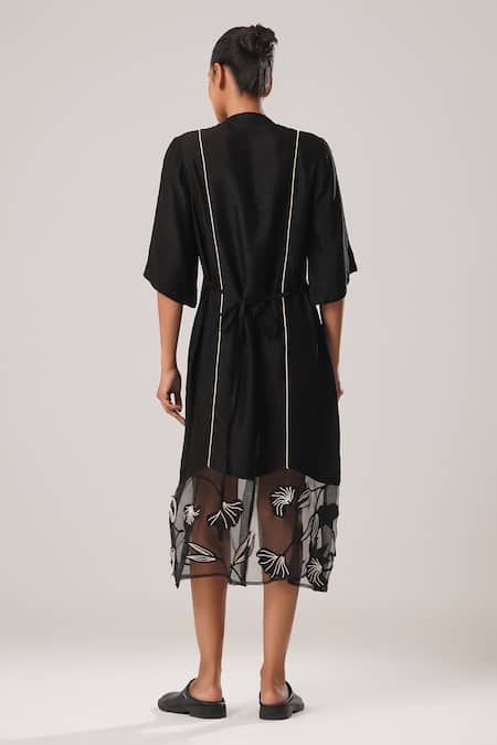 Atbw Tulip Bloom Sheer Hem Midi Dress 