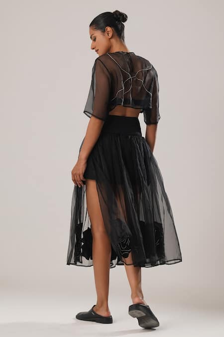 Atbw Floral Patch Embroidered Wrap Skirt 