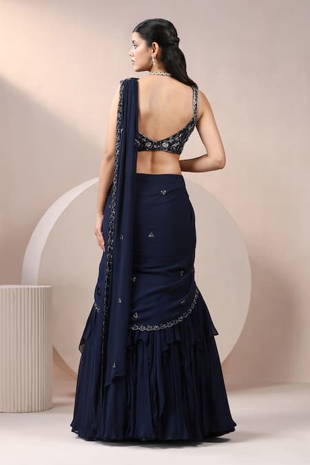 Chaashni By Maansi And Ketan Layered Lehenga Saree With Blouse 