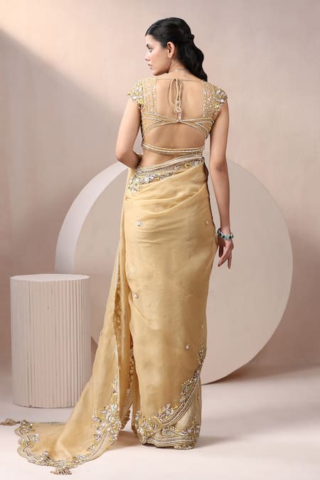 Chaashni By Maansi And Ketan Embellished Hem Saree With Blouse 
