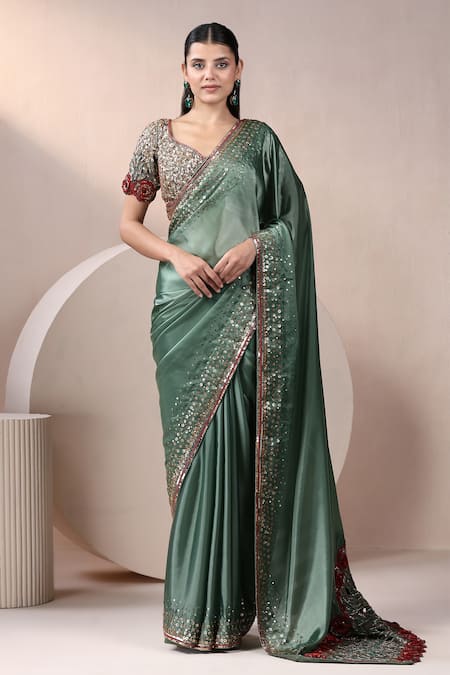 Chaashni by Maansi and Ketan Embroidered Hem Saree With Blouse 