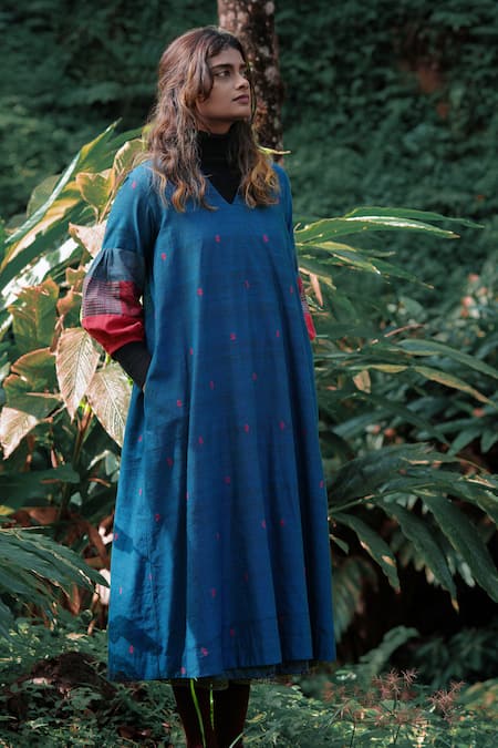 Mantra Candle Motif Pattern Balloon Sleeves Midi Dress 