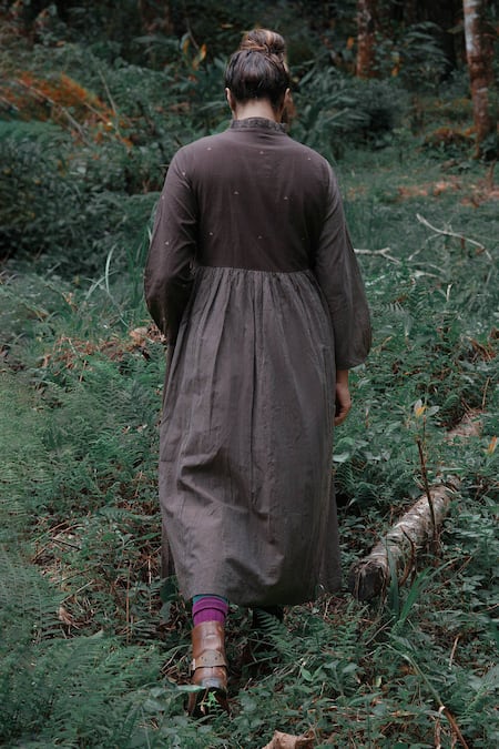 Mantra Striped & Motif Pattern Midi Dress 