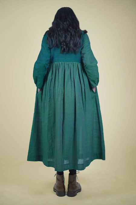 Mantra Stripe Pattern Gathered Dress 