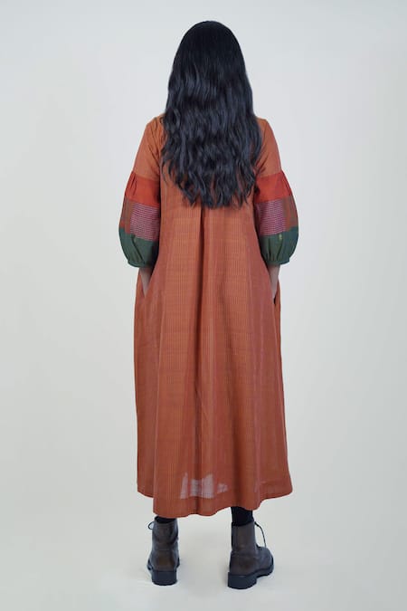 Mantra Patchwork Embroidered Gathered Yoke Dress 