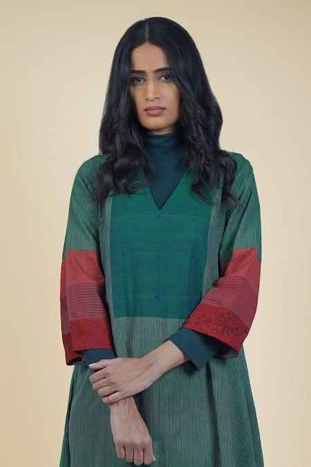 Mantra Thread Embroidered Yoke Dress 