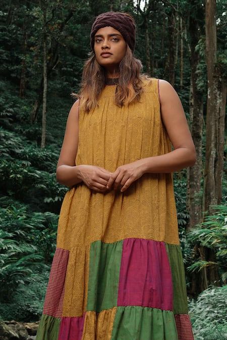 Mantra Floral Patchwork Tiered Dress 