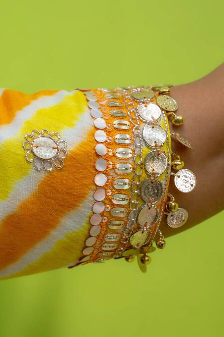 Meher By Islie Orange Organza, Kota Doria Sequins, Embroidery, Amber Hand Saree With Blouse Online at Aza Fashions Meher By Islie_Orange Organza, Kota Doria Sequins, Embroidery, Amber Hand Saree With Blouse _Online_at_Aza_Fashions