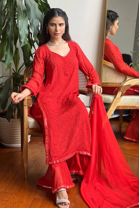 LABEL AISHWARYRIKA Mirror Work Kurta Palazzo Set 