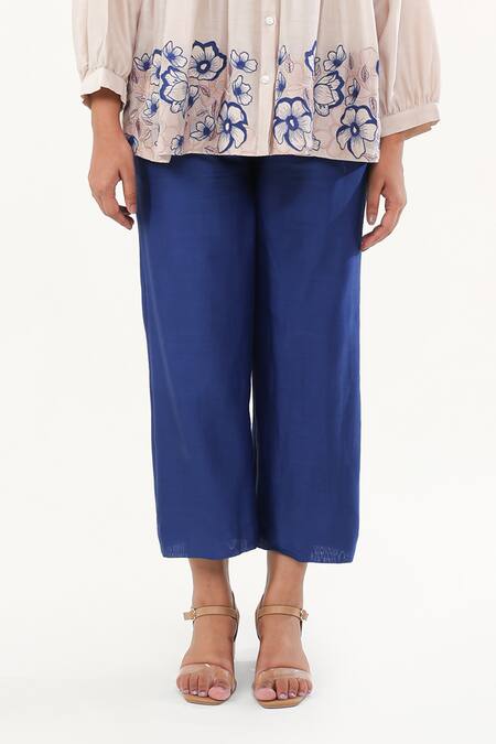 Shop Origani Off White Chanderi Silk, Cotton Flora Pintucked Yoke Shirt With Pant Online at Aza Fashions Shop_Origani_Off White Chanderi Silk, Cotton Flora Pintucked Yoke Shirt With Pant _Online_at_Aza_Fashions