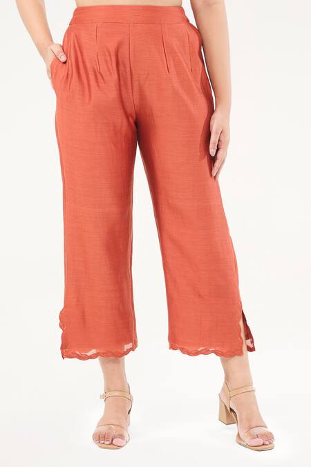 Buy Origani Orange Chanderi Silk, Cotton Embroidery, Blossom Garden Kurta With Pant Online at Aza Fashions Buy_Origani_Orange Chanderi Silk, Cotton Embroidery, Blossom Garden Kurta With Pant _Online_at_Aza_Fashions