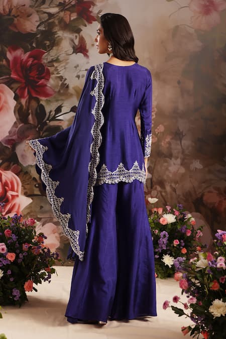 Saniya Sharma Scallop Border Embroidered Cape Sharara Set 