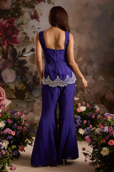 Saniya Sharma Floral Embellished Short Tunic & Flared Pant Set 