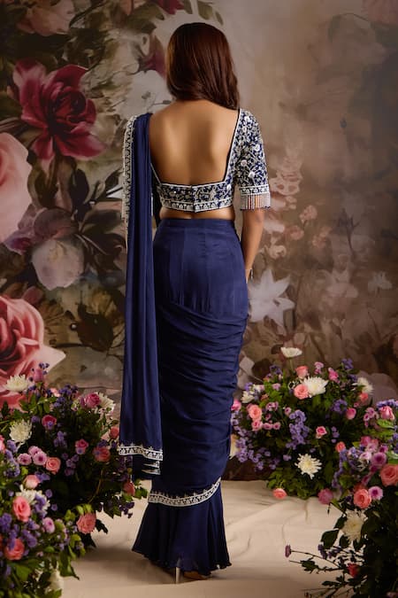 Saniya Sharma Border Embellished Pre-Draped Saree With Blouse 