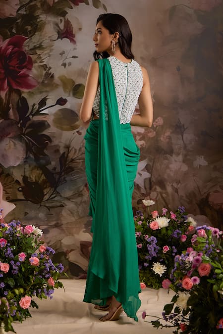 Saniya Sharma Pre-Draped Saree With Embellished Blouse 