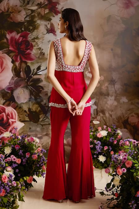 Saniya Sharma Yoke Embellished Kurta & Flared Pant Set 