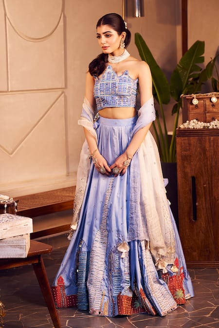 Swish By Dolcy And Simran Ilia Patchwork Embroidered Lehenga Set 