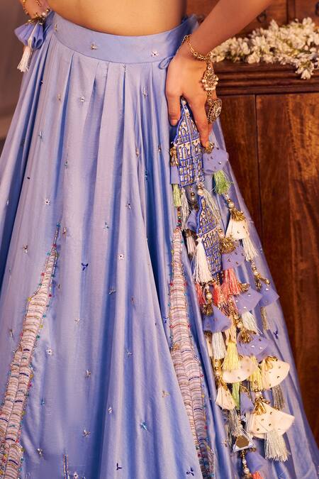 Swish By Dolcy And Simran Purple Chanderi, Kota Doria Sequins, Embroidery, Patchwork Ilia Lehenga Set at Aza Fashions Swish By Dolcy And Simran_Purple Chanderi, Kota Doria Sequins, Embroidery, Patchwork Ilia Lehenga Set _at_Aza_Fashions