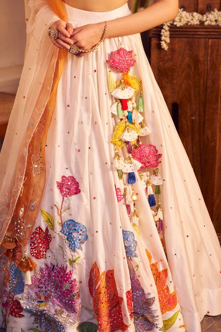 Buy Swish By Dolcy And Simran Ivory Chanderi, Kota Doria Sequins, Beads, Tamannah Floral Lehenga Set Online at Aza Fashions Buy_Swish By Dolcy And Simran_Ivory Chanderi, Kota Doria Sequins, Beads, Tamannah Floral Lehenga Set _Online_at_Aza_Fashions