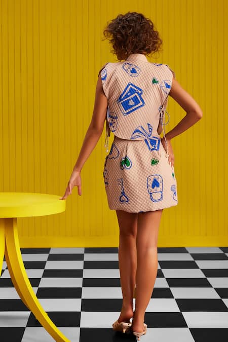 ZiP by Payal & Zinal Caramel Latte 3D Textured Cropped Jacket 