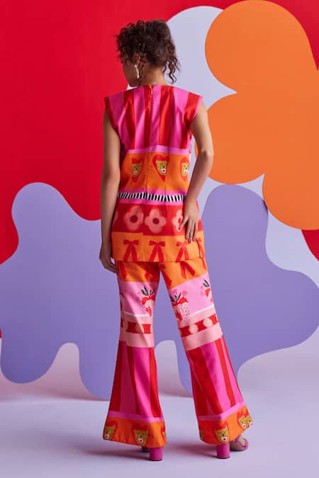 ZiP by Payal & Zinal Flirty Floss Cotton Printed Blazer & Pant Set 