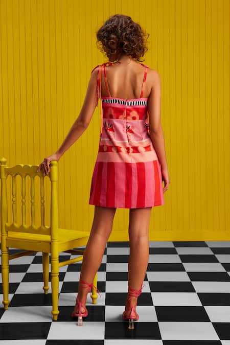 ZiP by Payal & Zinal Funky Loveburst Floral Stripe Print Dress 