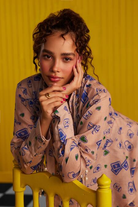 Buy ZiP by Payal & Zinal Ivory Cotton, Polyester Pearls Collared Heart Strings Chic Print Shirt Online at Aza Fashions Buy_ZiP by Payal & Zinal_Ivory Cotton, Polyester Pearls Collared Heart Strings Chic Print Shirt_Online_at_Aza_Fashions