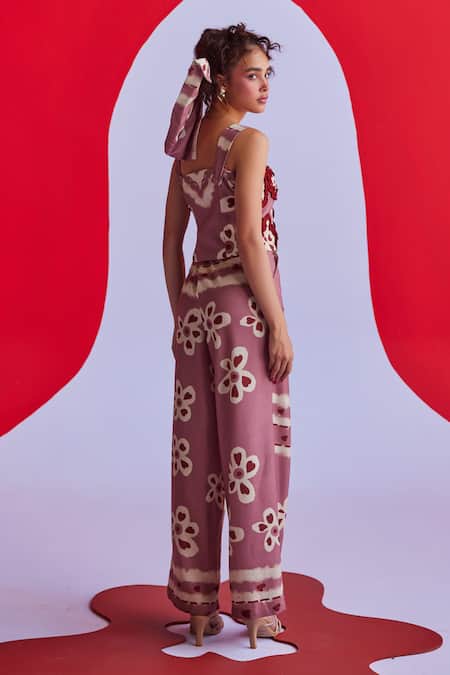 ZiP by Payal & Zinal Heart Print Top & Straight Pant Set 