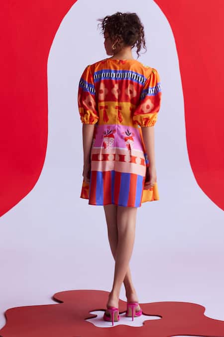 ZiP by Payal & Zinal Sunny Sweetheart Ribbon Print Dress 