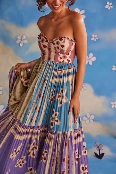 Buy ZiP by Payal & Zinal Multi Color Cotton Sweetheart Neck Whimsical Wonder Floral Heart Print Dress Online at Aza Fashions Buy_ZiP by Payal & Zinal_Multi Color Cotton Sweetheart Neck Whimsical Wonder Floral Heart Print Dress _Online_at_Aza_Fashions