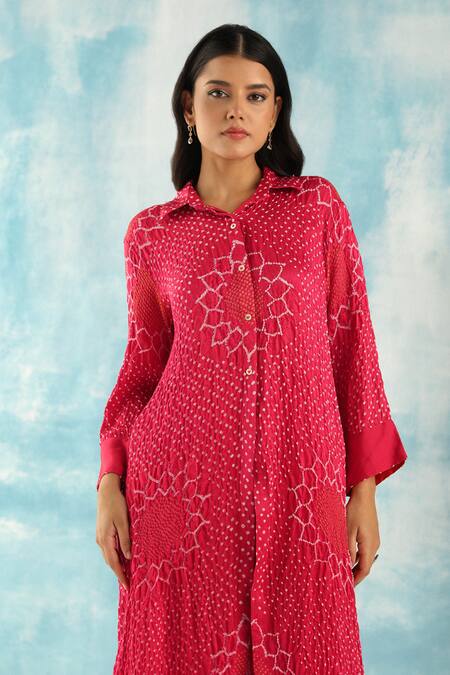 Buy Twenty Nine Red Silk Embroidery Collared Floral Bandhani Jacket Online at Aza Fashions Buy_Twenty Nine_Red Silk Embroidery Collared Floral Bandhani Jacket _Online_at_Aza_Fashions