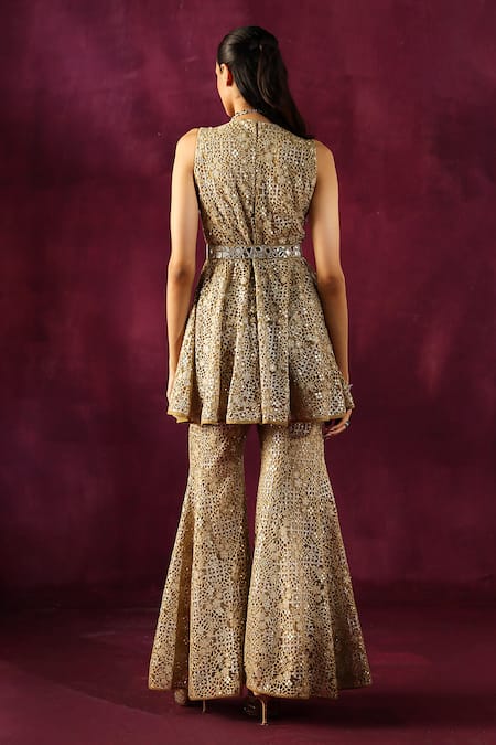 Twenty Nine Floral Lace Embroidered Peplum Tunic 