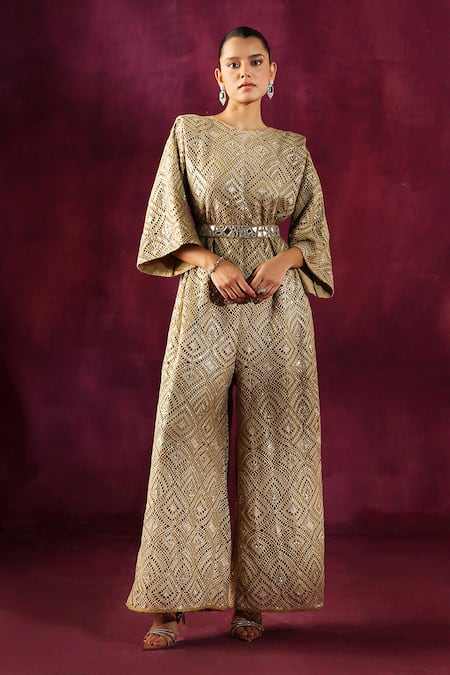 Twenty Nine Hand Embroidered Jumpsuit With Belt 