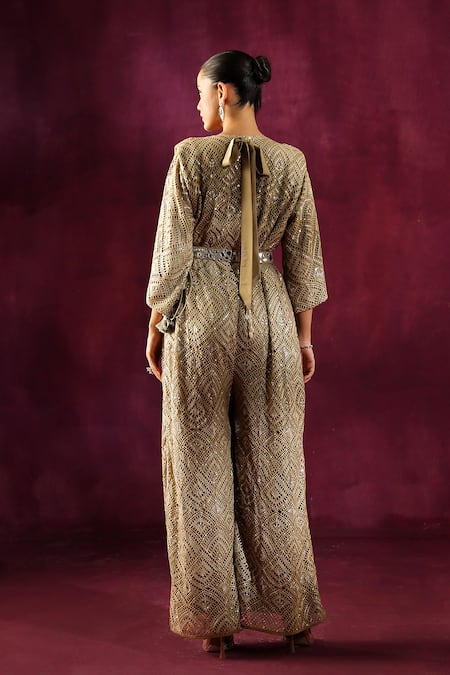 Twenty Nine Hand Embroidered Jumpsuit With Belt 