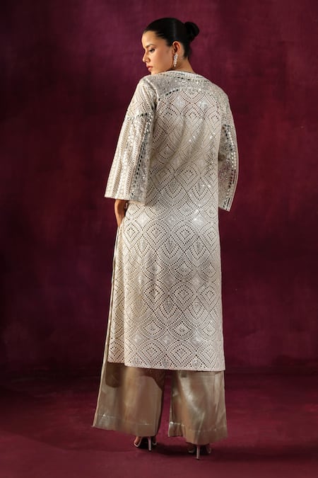 Shop Twenty Nine Green Tissue Panelled Palazzo at Aza Fashions Shop_Twenty Nine_Green Tissue Panelled Palazzo _at_Aza_Fashions