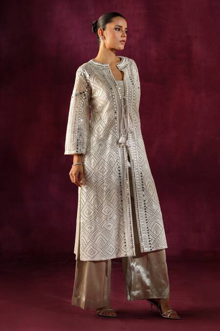 Buy Twenty Nine Green Tissue Panelled Palazzo Buy_Twenty Nine_Green Tissue Panelled Palazzo